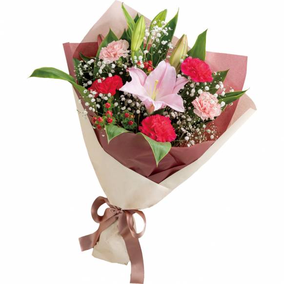 ピンクユリの花束